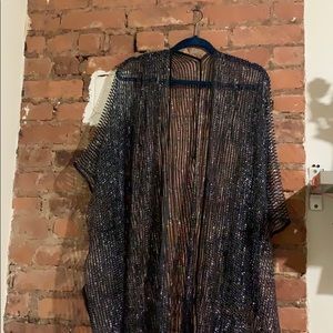 Black and Silver Mesh Kimono